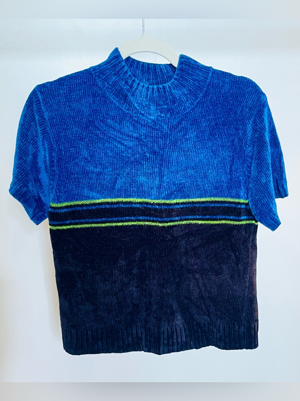 Vintage 90s The Limited Chenille Knit Mock Neck Colorblock Sweater EUC Size 16
